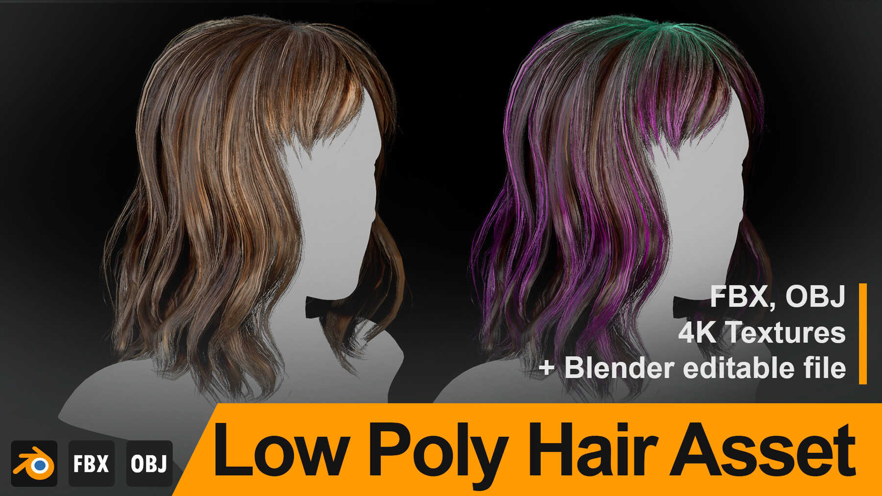 Female Long Straight Polygon Hair W Baseball Cap - Buy Royalty Free 3D  model by 3dia (@3dia) [f38d23f]