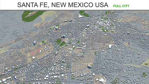 Santa Fe city New Mexico USA 3d model 50km