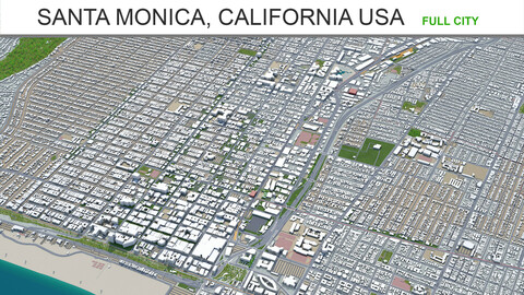 Santa Monica city California USA 3d model 20km