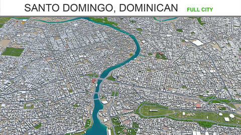 Santo Domingo city Dominican Republic 3d model 30km