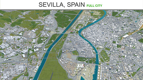 Sevilla city Spain 3d model 40km
