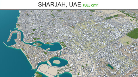 Sharjah city UAE 3d model 50km