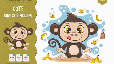 Cute Cartoon Monkey