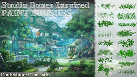 Studio Bones Inspired Paint Brushes ( Photoshop + Procreate )