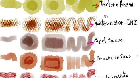 11 Brochas de Acuarela+11Texturas de papel Acuarelable