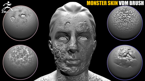 10 Monster (Zombie) Skin VDM Brush for ZBrush