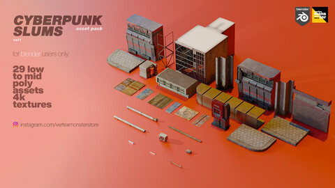 Cyberpunk Slums Asset Pack Vol 1 (Blender Users Only)