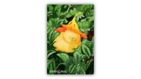 Sleeping yellow duckling