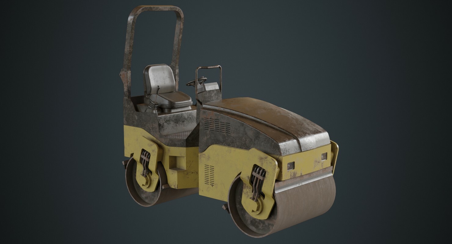 ArtStation - Road Roller 1B | Game Assets