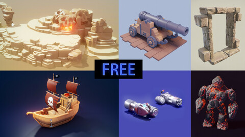 [Free to Download] Model bundle pack | 3d Game Models | Low Poly Art