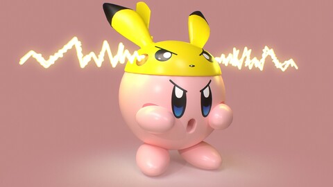 KIRBY-PIKACHU (pokemon)  Model 3d and textured