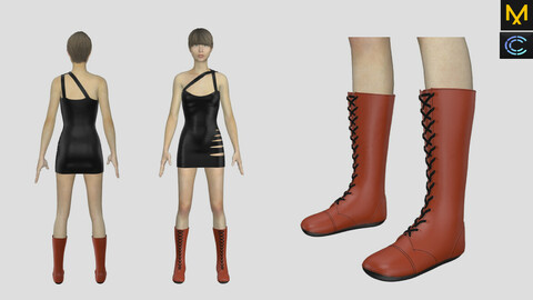 Boots & Dress - Marvelous Designer & CLO3d Projects + OBJ