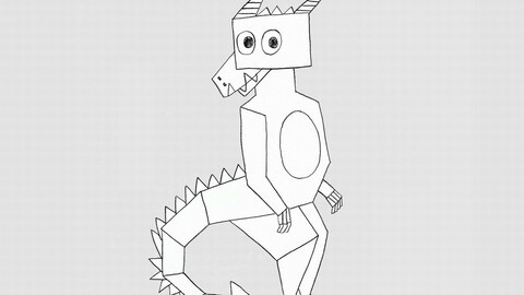 Geometric dragon, black-and-white