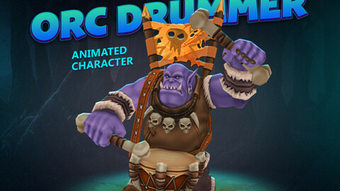 Orc drummer animated character