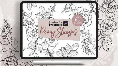 Procreate - Peony Stamps Tattoo