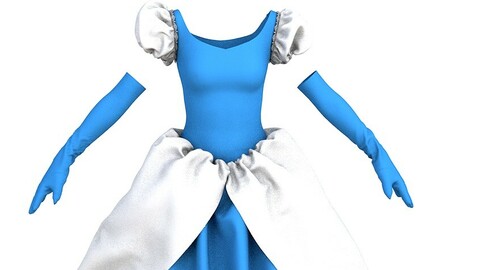 Women Disney Princess Cinderella Costume with Gloves