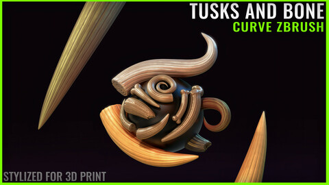 Tusks and Bone - Zbrush Curve IMM - Stylized for 3D Print