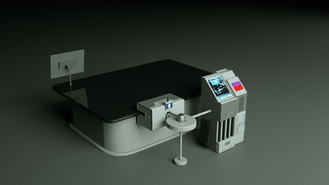 Sci fi table hard surface Low poly Low-poly 3D model