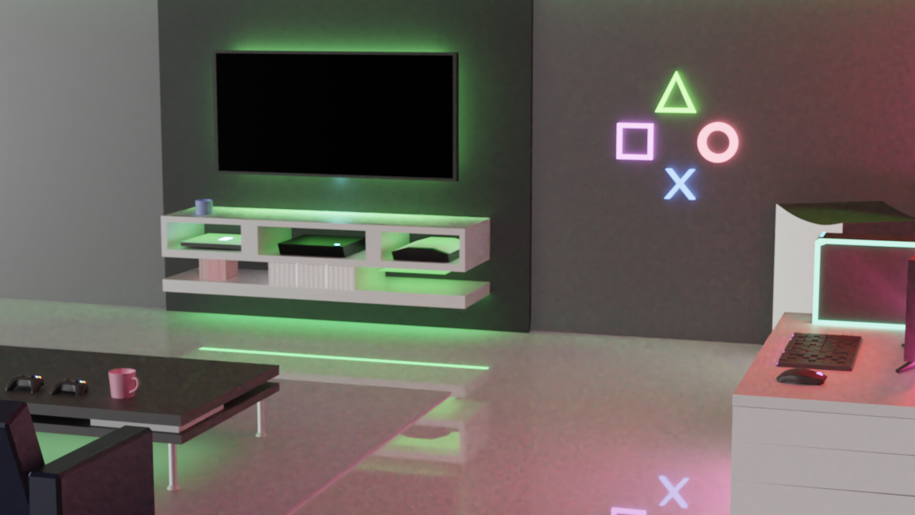 ArtStation - Green Gamer Room