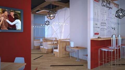 3D Restaurant Cafe Interior Full model
