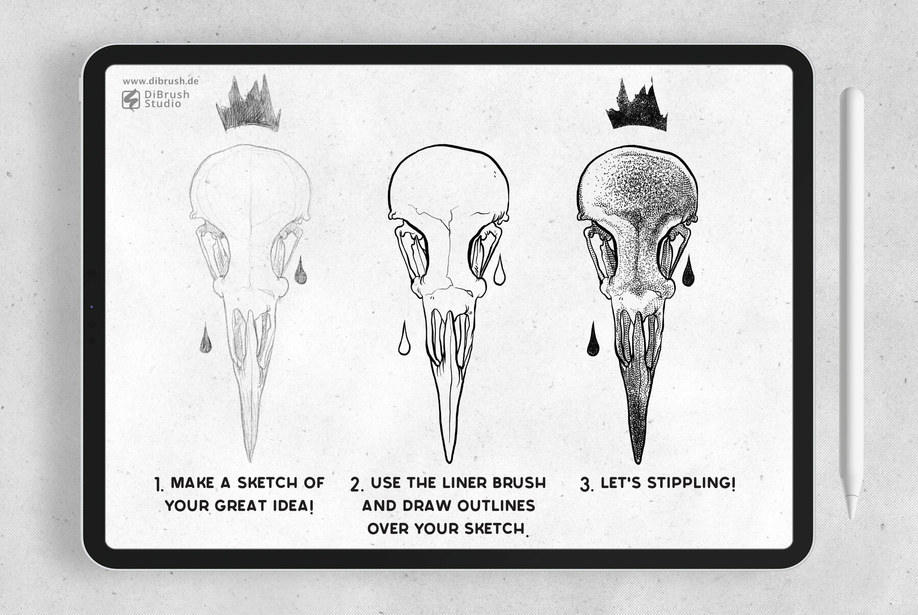 ArtStation - Skull Stippling Pen and Ink