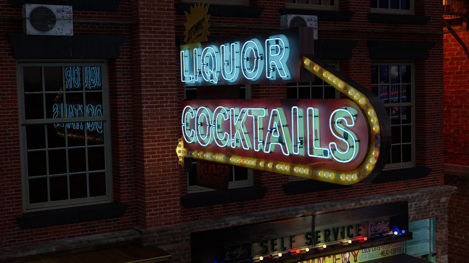 ArtStation Atomic Liquor Neon Sign Game Assets