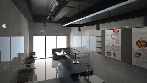 Black  Cafe Interior Full 3D