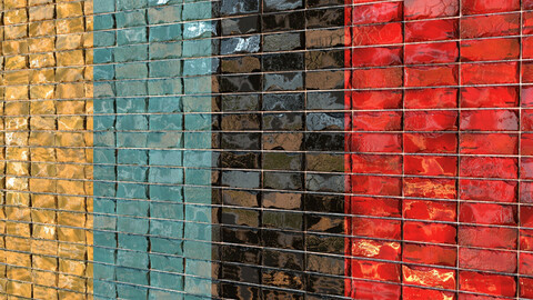 Teal Tile 14- PBR Material- 4Color