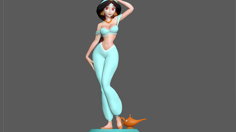 JASMINE PRINCESS BLUE DRESS STATUE ALADDIN DISNEY ANIMATION CHARACTER GIRL 3D PRINT