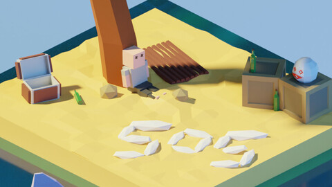 Isometric Low Poly Castaway - Marooned by Zoe Tamago