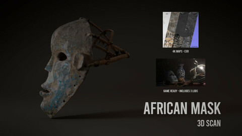 African Mask - 3D Scan with Textures & LODS