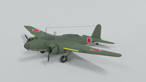 Low Poly Cartoon Mitsubishi Ki-21 Sally WWII