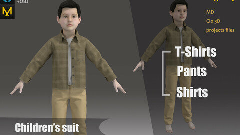 Children/Kids_Outfit_Clothes_Uniform_MD files_Practice for Zbrush_OBJ&FBX(if needed)