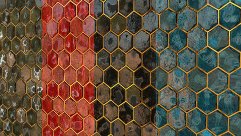 Teal Tile 16- PBR Material- 4Color