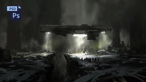 PSD Dark Sci-fi Spaceship
