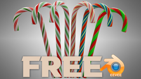 Low Poly Candy Canes For Blender 2.83x | Procedural Materials