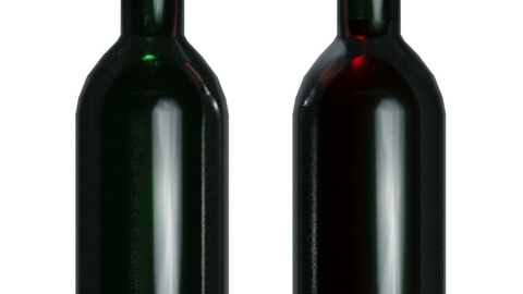 Red Wine Bottle Filled and Empty Low-poly 3D model