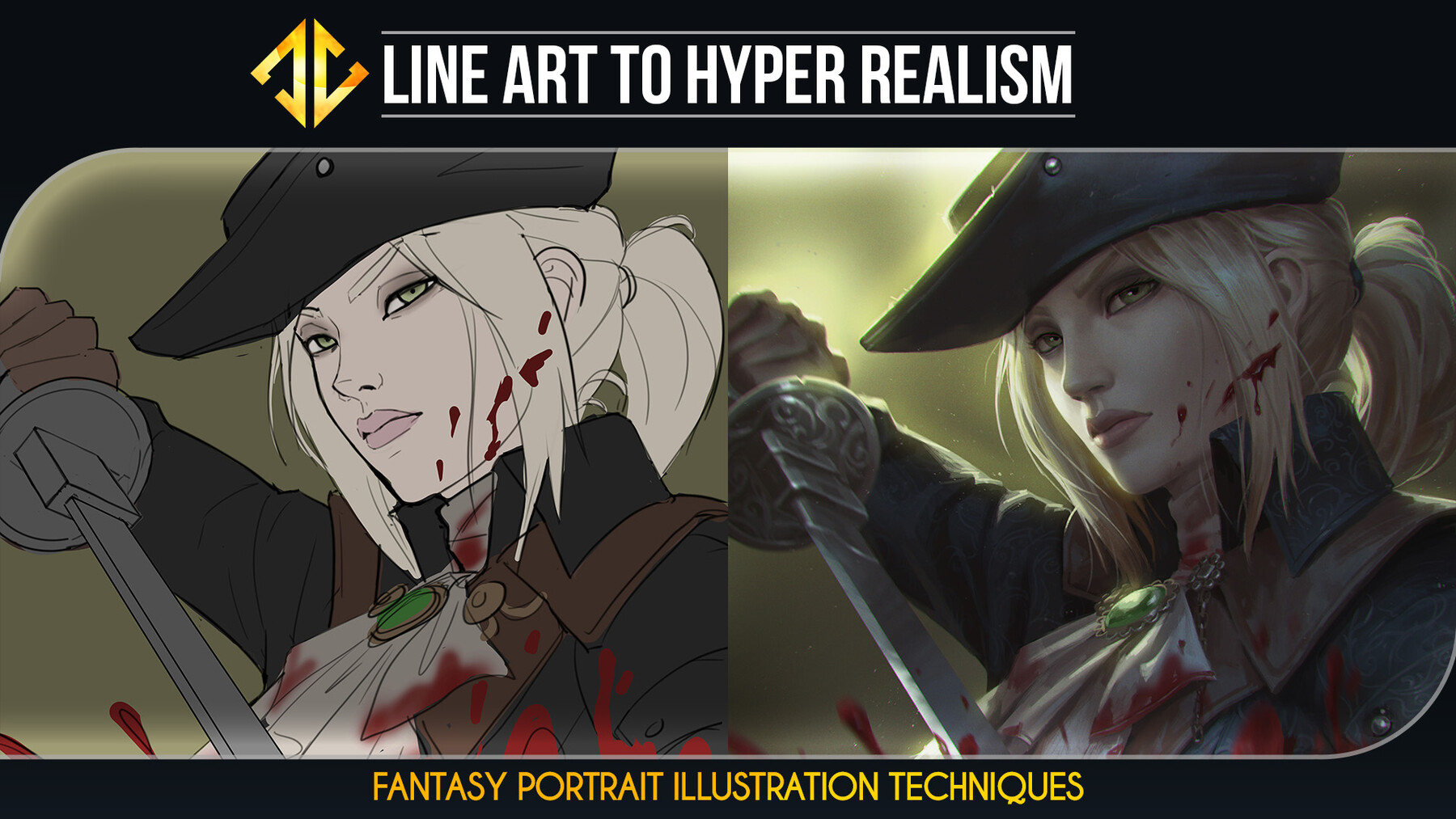 ArtStation - Line Art to Hyper Realism - Fantasy Portrait Illustration |  Tutorials