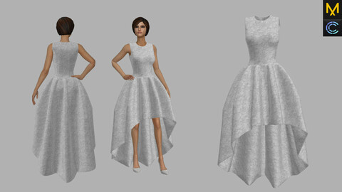 Dress-Night dress- Bridal dress - Marvelous designer & CLO3d Projects + OBJ