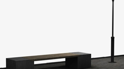 3D Park Bench and Lantern Set PBR for Cinema4D and Blender