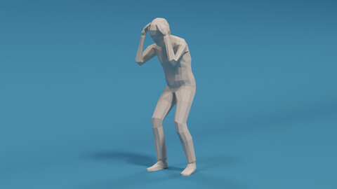 Low Poly Kid Holding Head