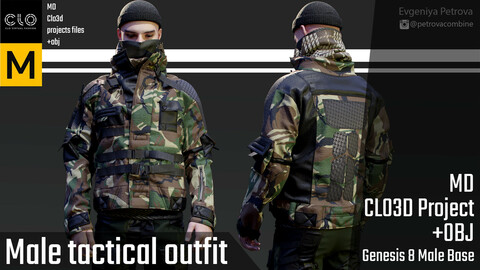 Male tactical outfit. Marvelous Designer, Clo3d project + OBJ