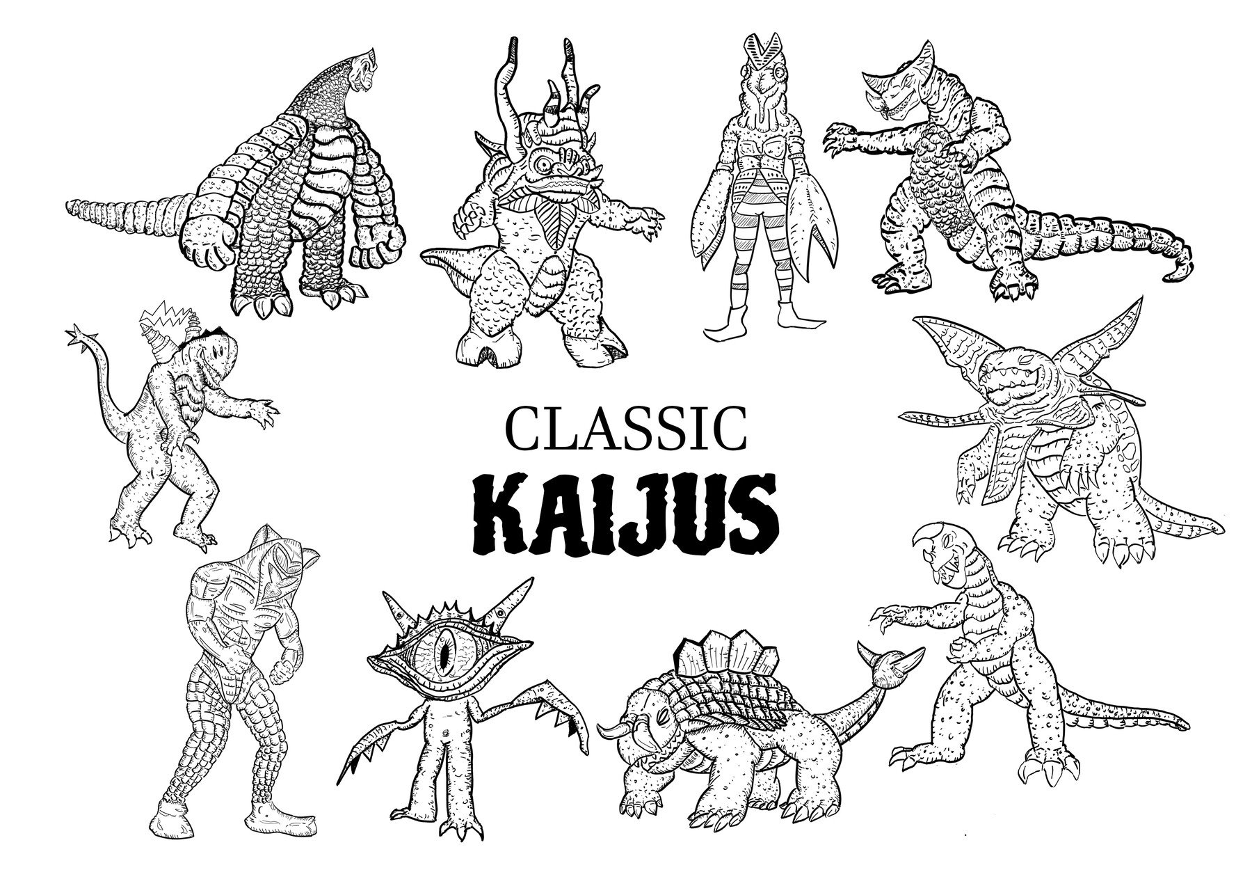 Classic Kaijus   Coloring Book I