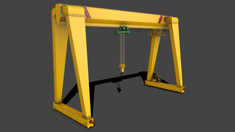 PBR Single Girder Gantry Crane V2 - Yellow Light