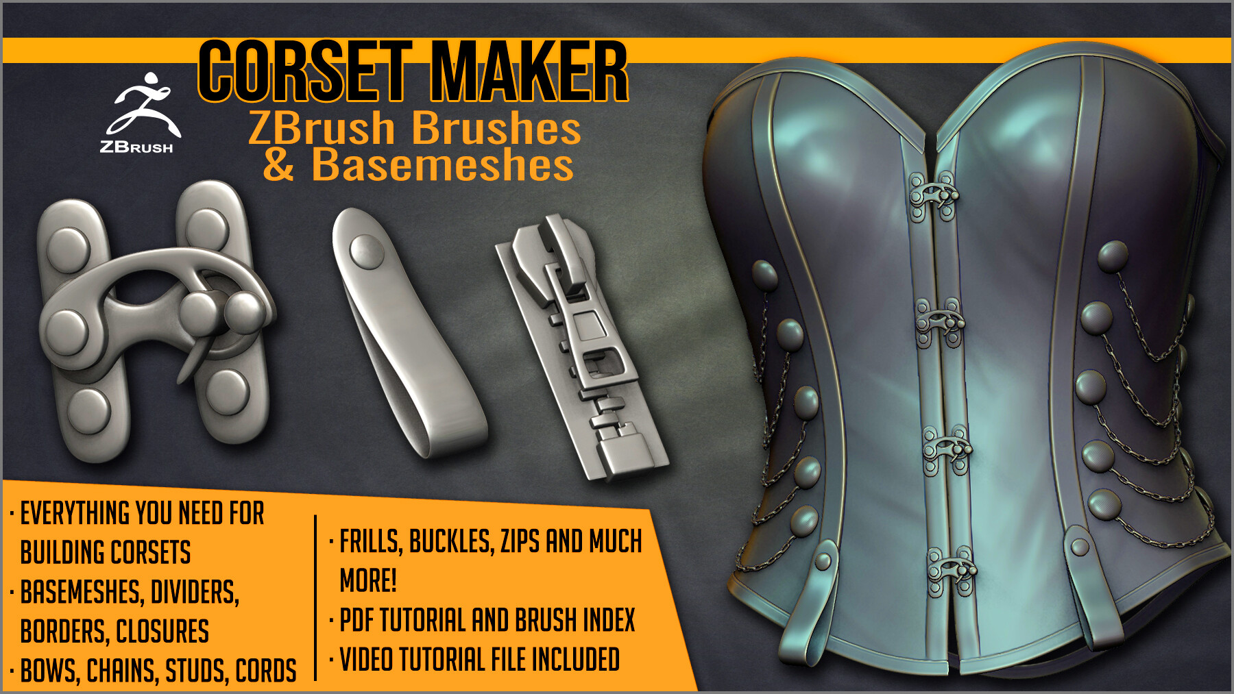 ArtStation - Corset Maker: ZBrush brushes & Basemeshes