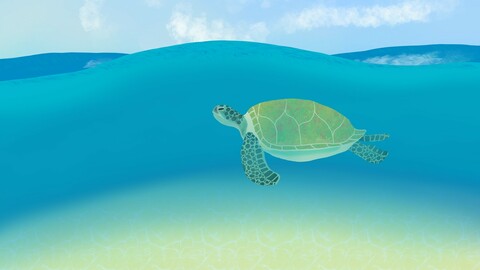 Sea turtle digital painting