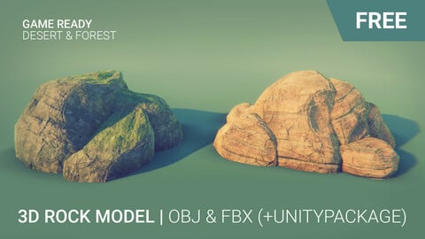 Free 3d Rock / Stone / Boulder - Forest & Desert textures (4096x4096) | 3d Game ready asset | Low Poly