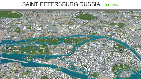 Saint Petersburg city Russia 3d model 150km