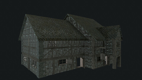 3d Medieval house low poly