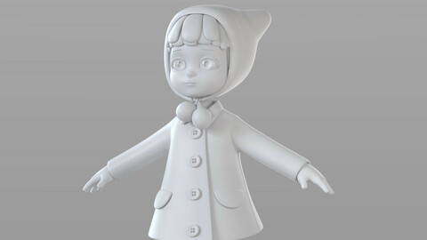 Cartoon Teen Girl Winter